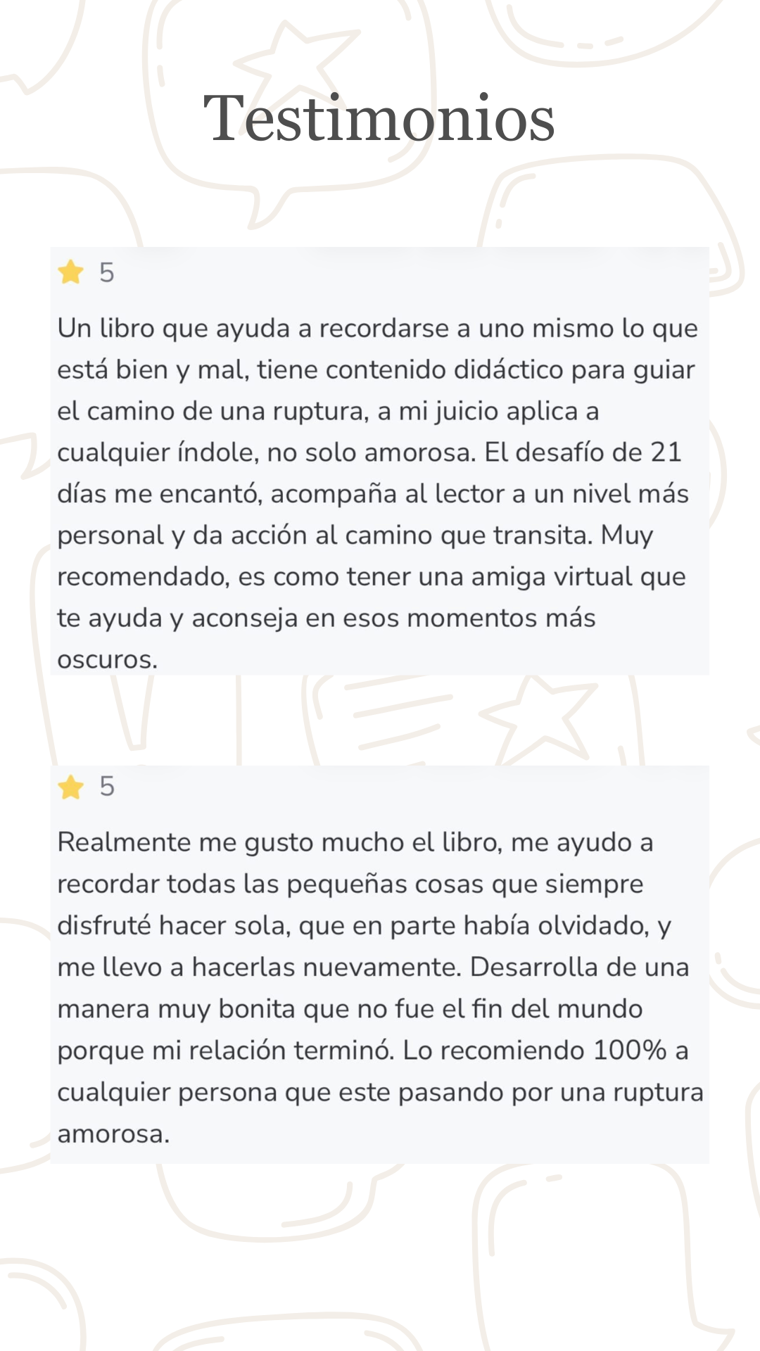 Reseñas verificadas de 5 estrellas en Hotmart sobre el ebook y el desafío de 21 días.